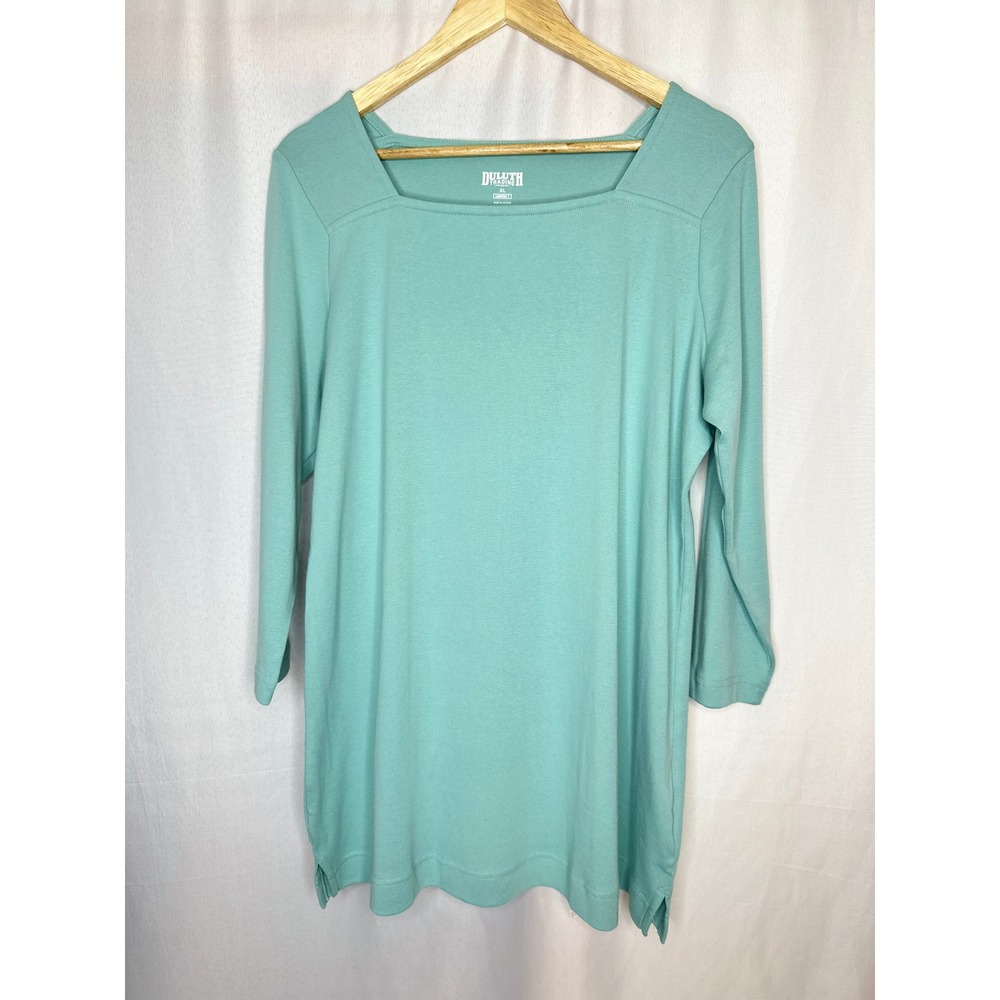 Duluth Women's Longtail Squareneck Lt Green Tunic XLARGE Cottage Outdoor Casual